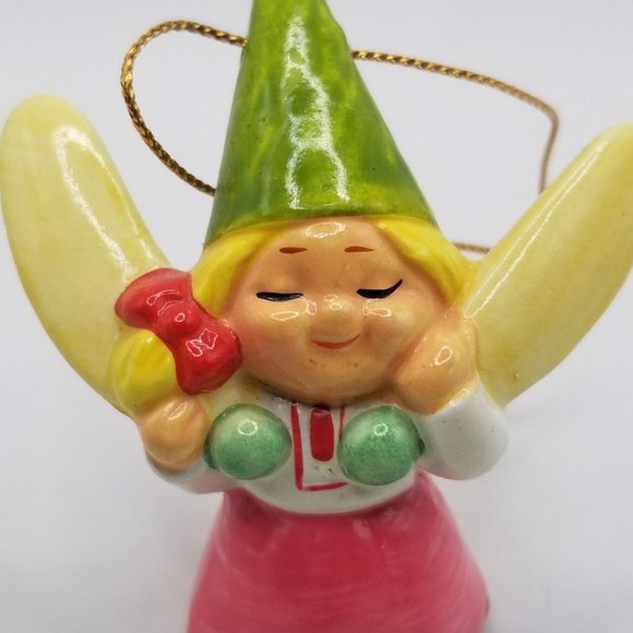 Vintage Christmas Ornament Fairy Gnome Ceramic Unieboek Gorham Danish 1979 Xmas - Picture 7 of 11